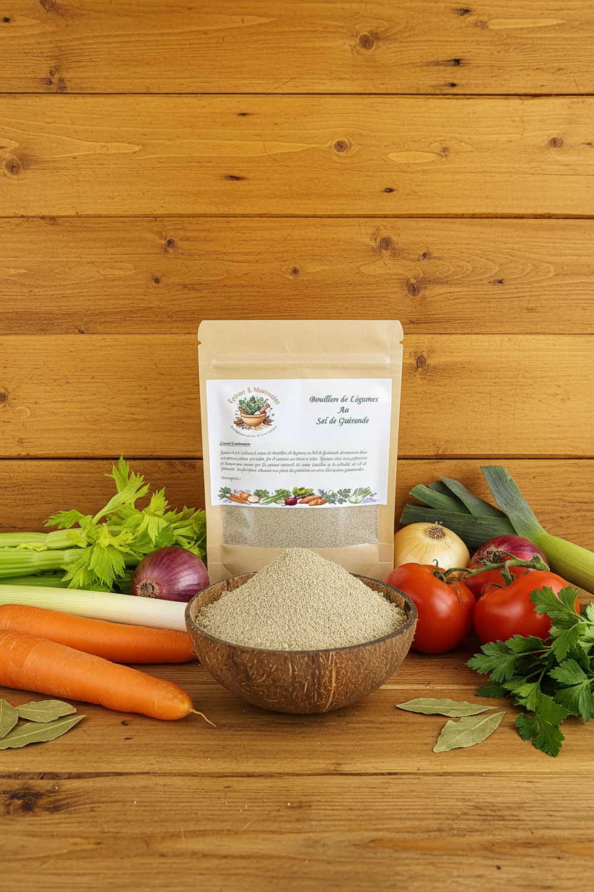 Bouillon de Légumes avec bol et légumes