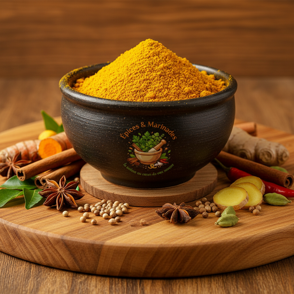 Curry Doux - Photo 2 avec logo et épices