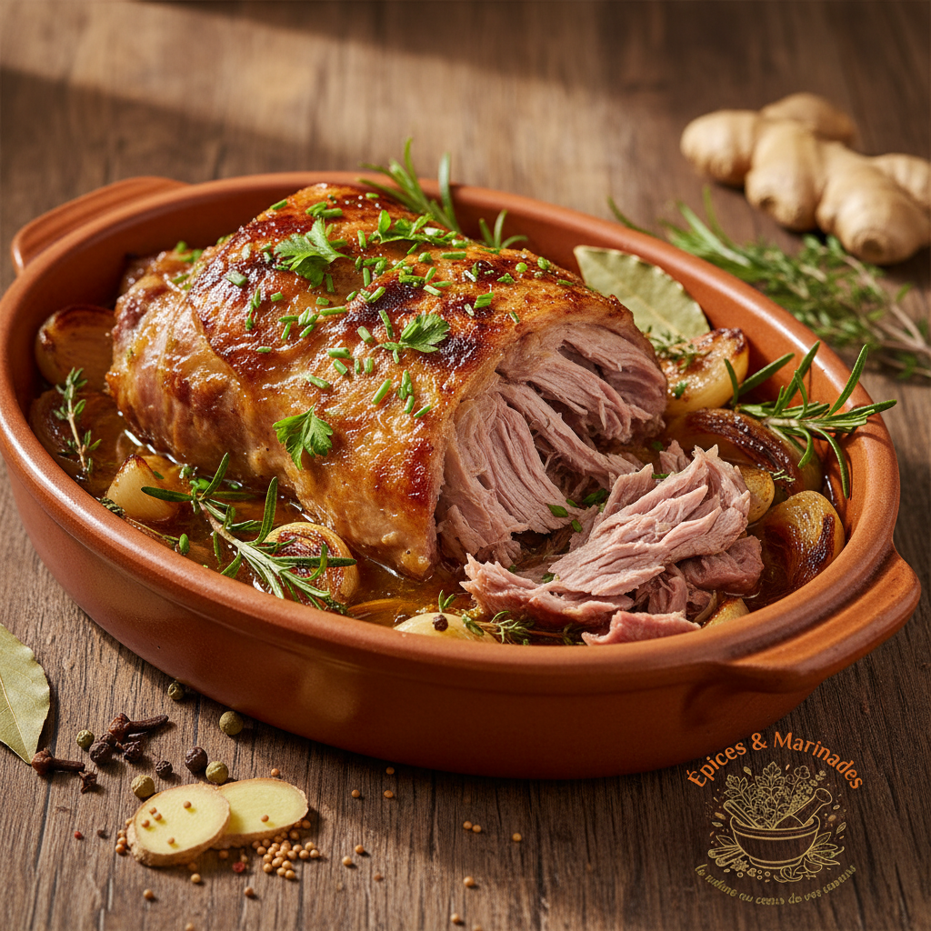 Gigot d'agneau confit avec logo