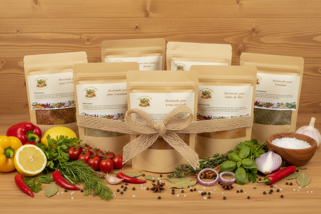 Lot de marinades avec ruban décoratif