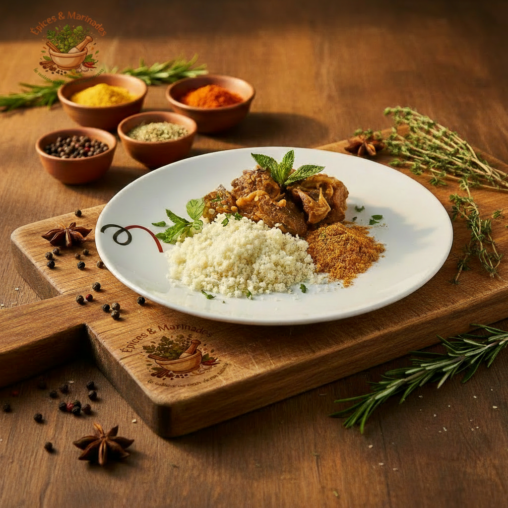 Photo de marinade avec logo en filigrane
