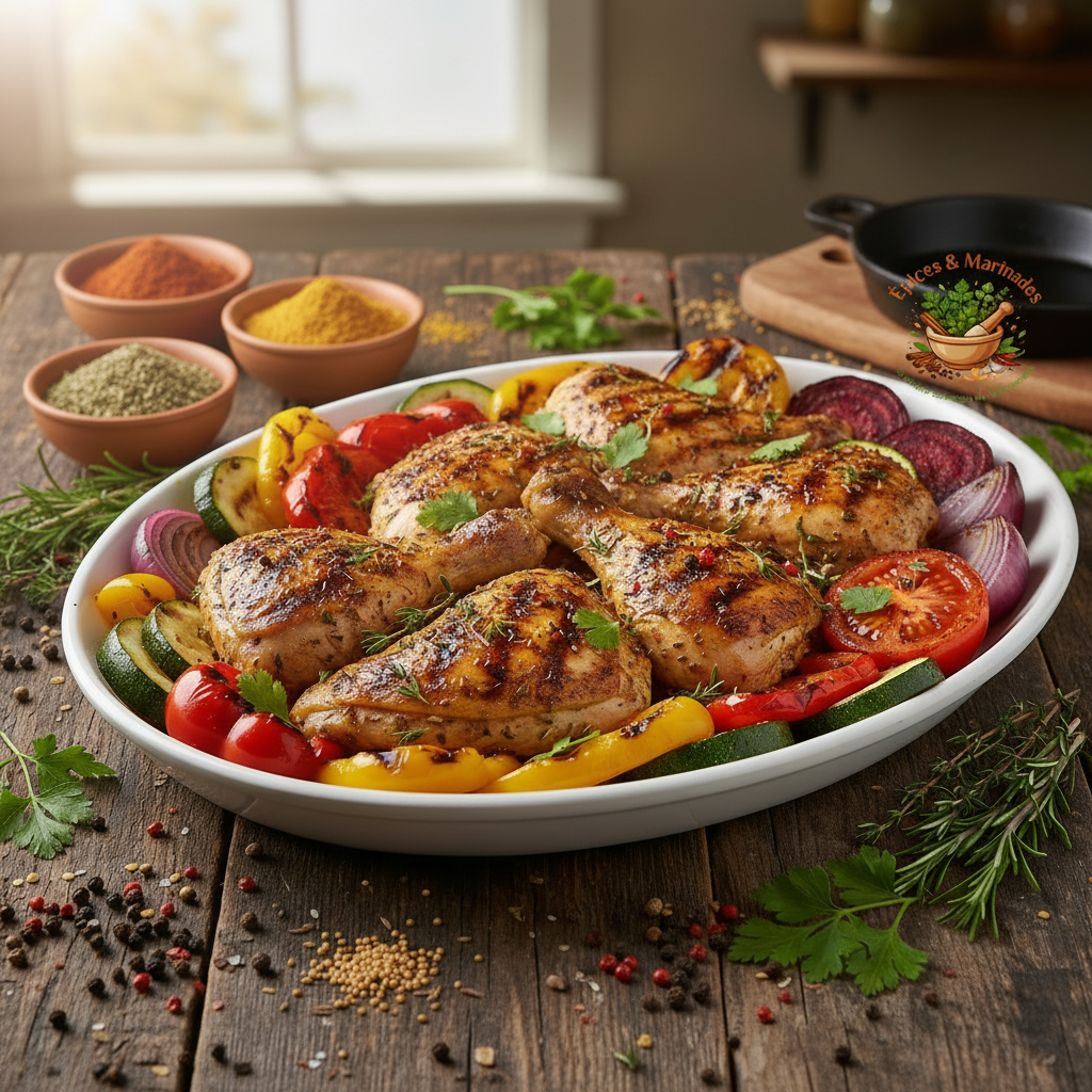 Poulet mariné avec logo plus visible